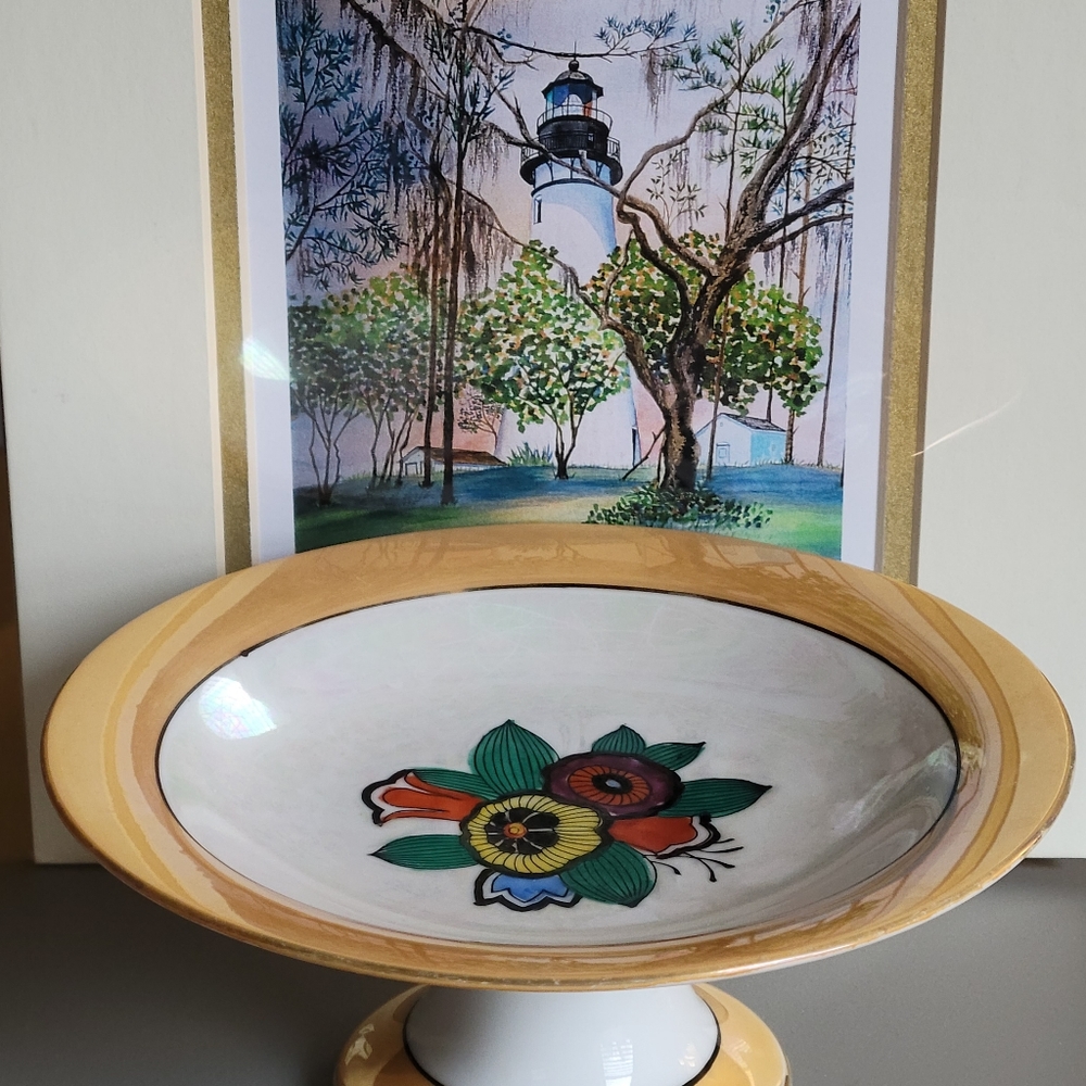 Vintage Noritake Hand-Painted Lusterware Candy Dish Small Compote Japan